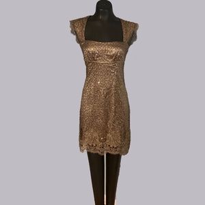 Fab Nicole Miller Gold Sequinned Cocktail Dress 2